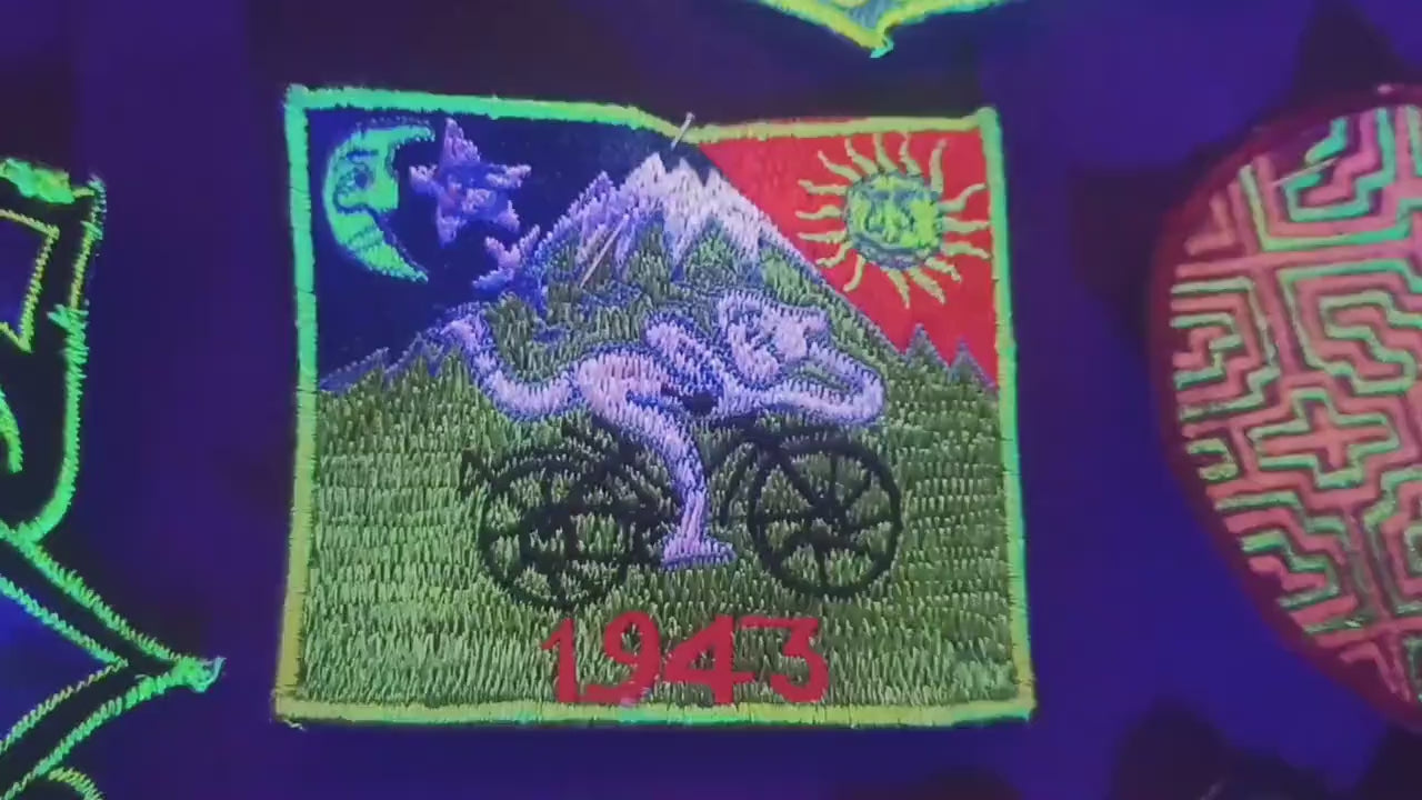 Bicycle Day Patch Albert Hofmann 1943 LSD Psychedelic Hippie Leary 3.5 inch embroidery for sew on goa trance festival wear outfit