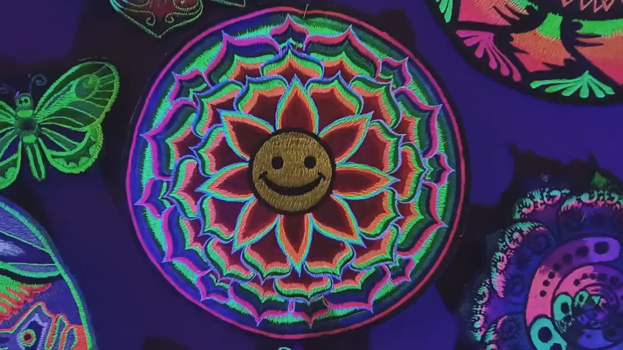 Happy Patch Lotus Mandala Smile Rainbow Yantra embroidery art