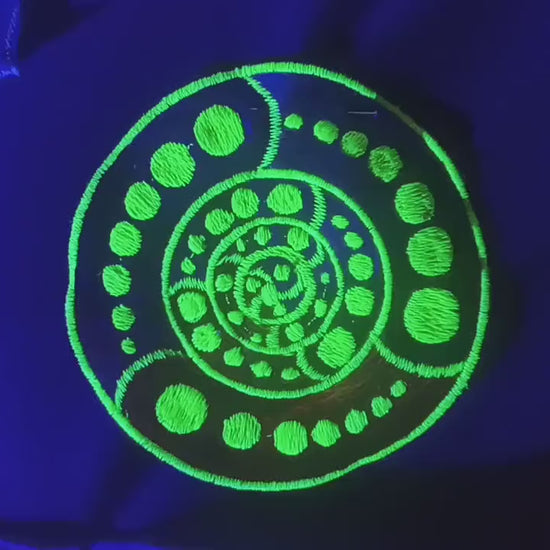 Attributes cropcircle embroidery patch blacklight glowing alien yantra free energy machine blueprint