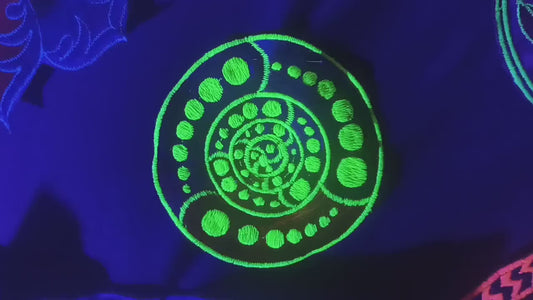 Attributes cropcircle embroidery patch blacklight glowing alien yantra free energy machine blueprint