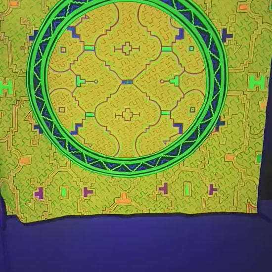 Beautiful Ayahuasca UV painting - fully blacklight glowing colors - psychedelic shipibo conibo yage artwork