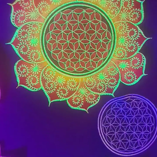 fractal Flower of Life red mandala holy geometry patch sacred art