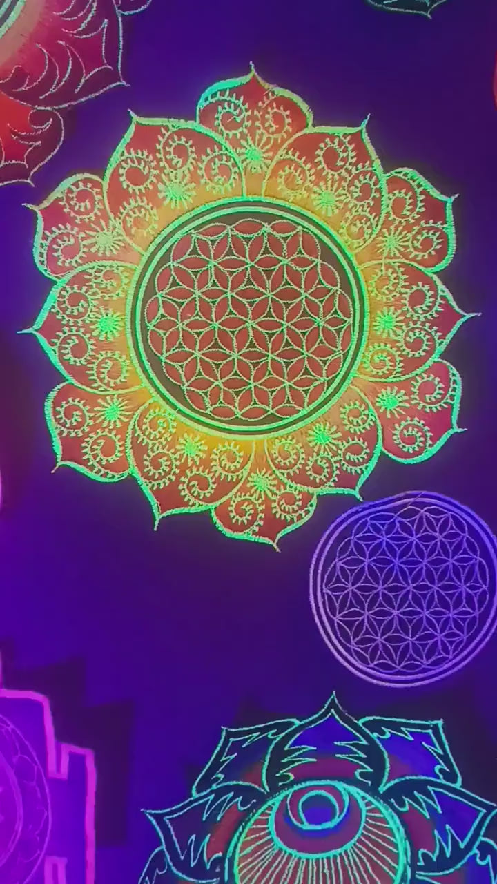 fractal Flower of Life red mandala holy geometry patch sacred art