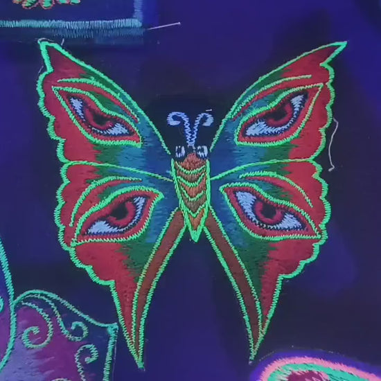 rainbow butterfly patch small size goa trance eyes