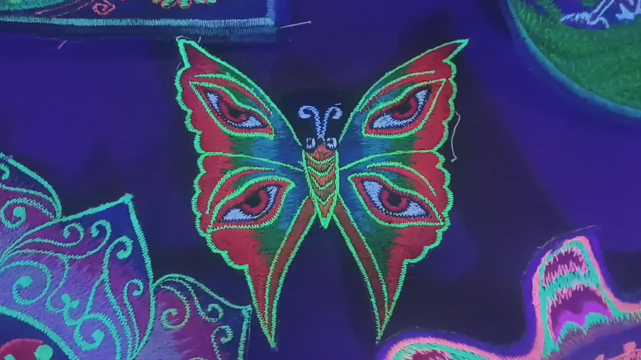 rainbow butterfly patch small size goa trance eyes