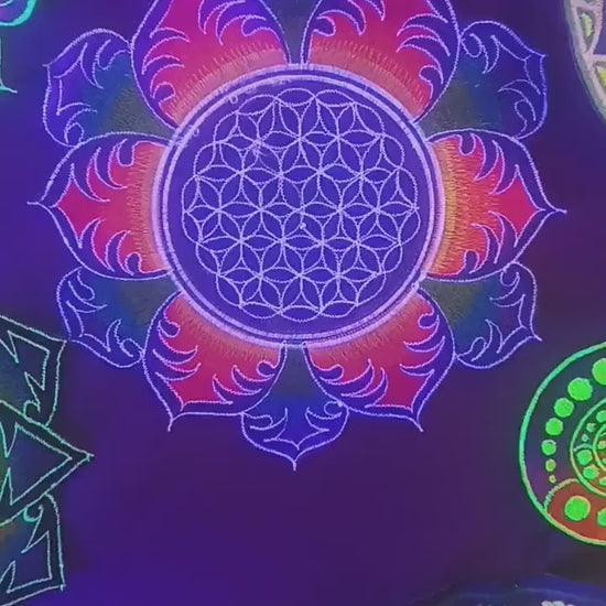 Flower of Life rainbow mandala holy geometry patch sacred art