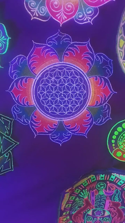 Flower of Life rainbow mandala holy geometry patch sacred art