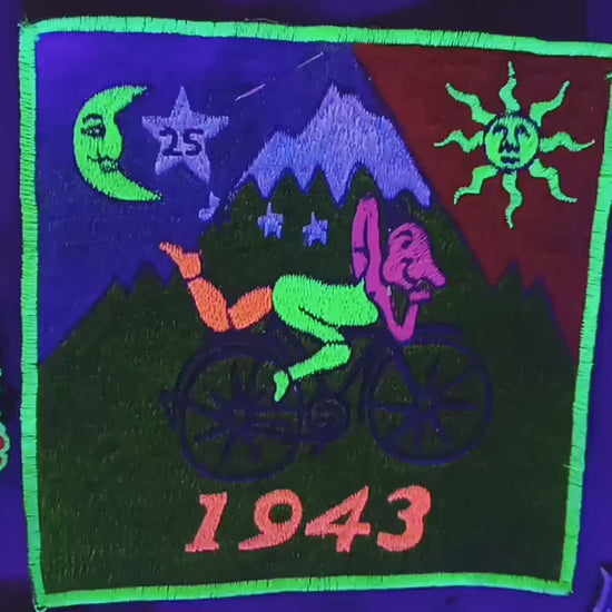 Bicycle LSD Hofmann T-Shirt blacklight handmade embroidery no print goa t-shirt