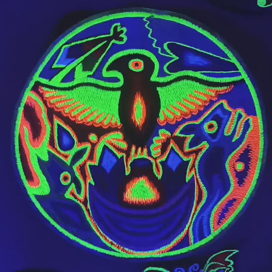 Huichol Shaman Eagle T-Shirt tribal shaman design blacklight handmade embroidery no print