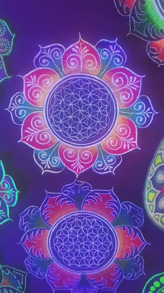 Flower of Life rainbow flower mandala holy geometry patch sacred art