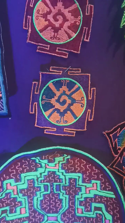 Purple Blue Hunab Ku Small Patch maya mexico aztec indigene ancient symbol