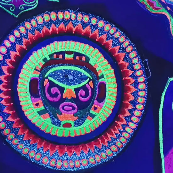 Sun Ra Patch Psychedelic Glitter Consciousness Oneness Eye Embroidery Patch Psytrance Goatrance Blacklight Glowing Art