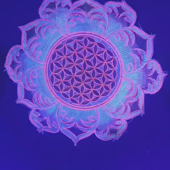 Flower of Life white mandala holy geometry psy patch sacred geometry