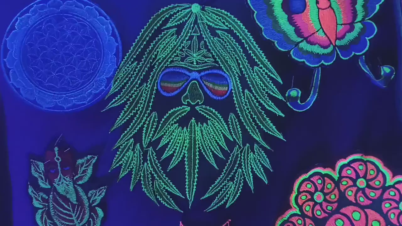 Rainbow Hippie Patch Marihuana Leaves Cannabis Ganja THC Spirit
