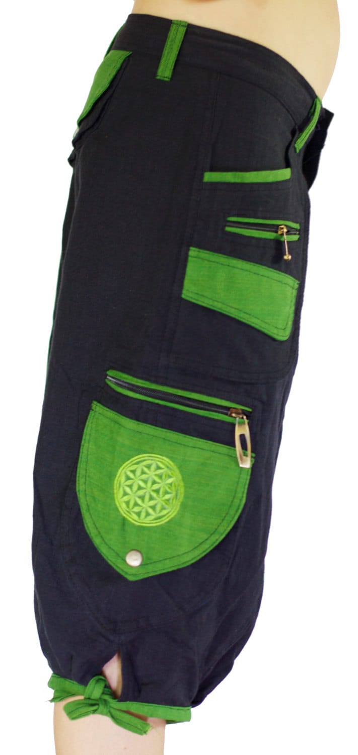 Goa Pant clamdiggers 11 pockets made after order fully customizable with flower of life embroidery