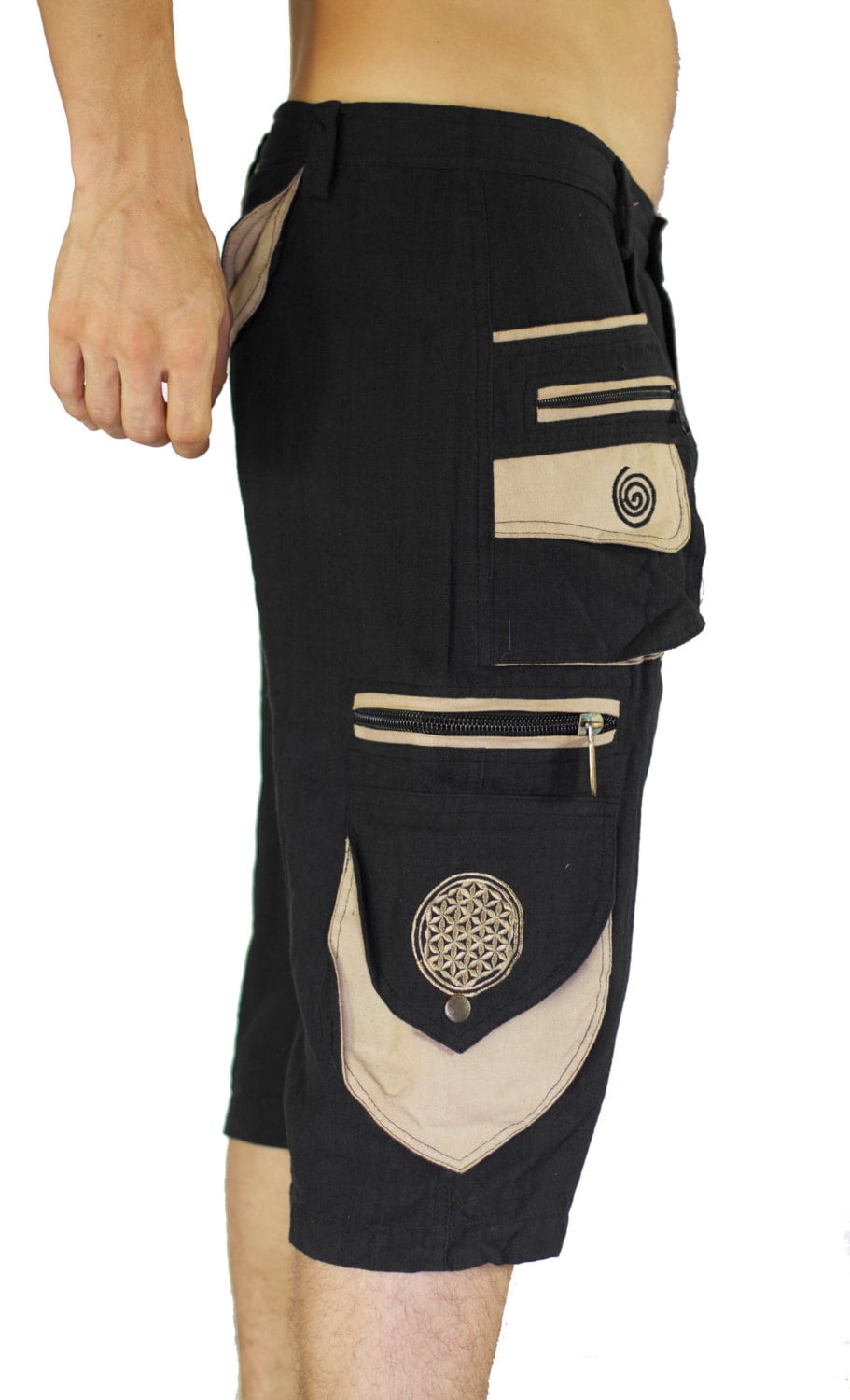 Goa Pant clamdiggers many pockets with flower of life embroidery fully customizable made after order