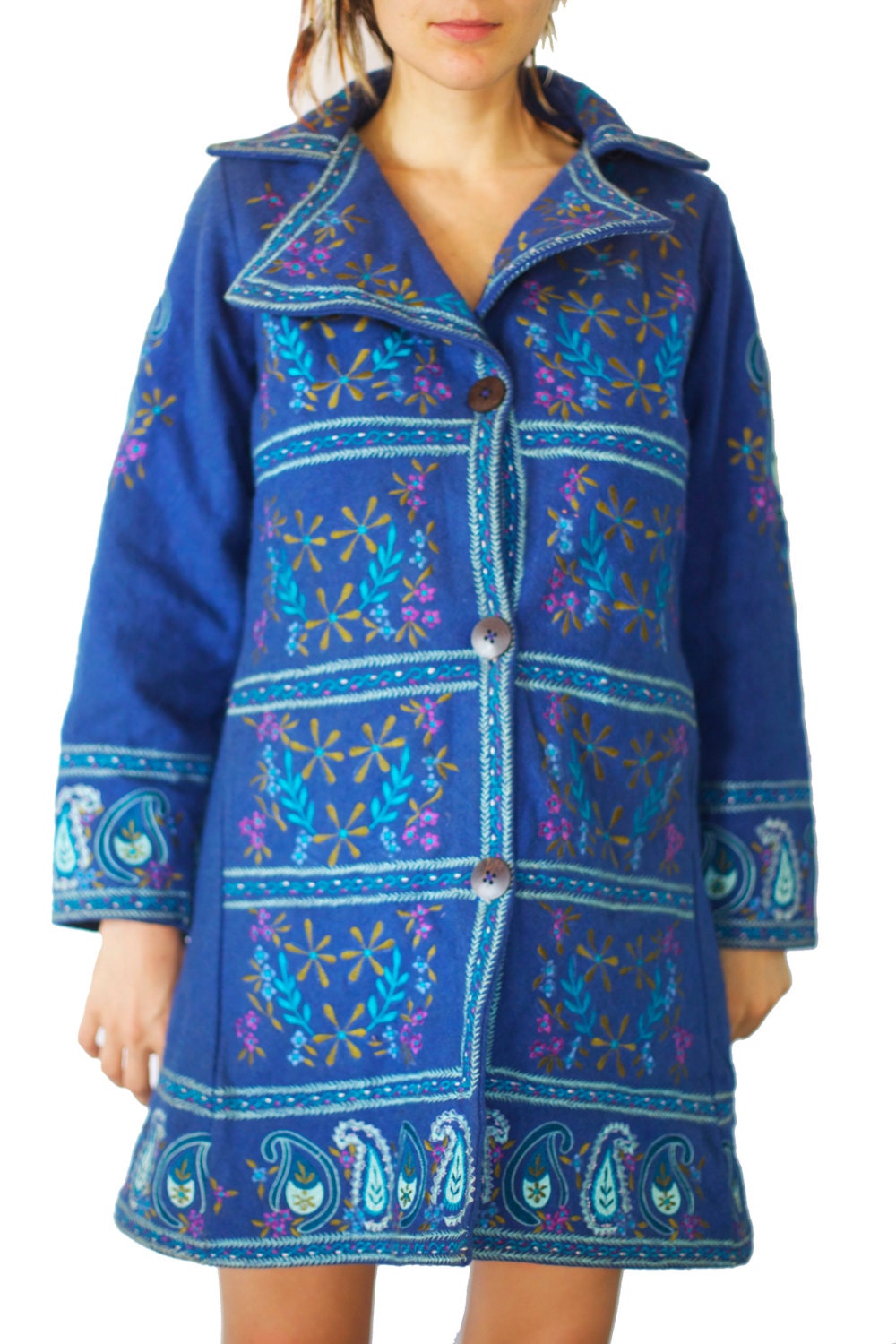 Flower Power coat psychedelic The Beatles costume pure handmade embroidery no print