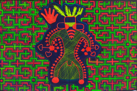 Mushroom Shaman UV Painting - 90x60cm - handmade on order - fully blacklight glowing colors - psychedelic psilocybin visionary artwork