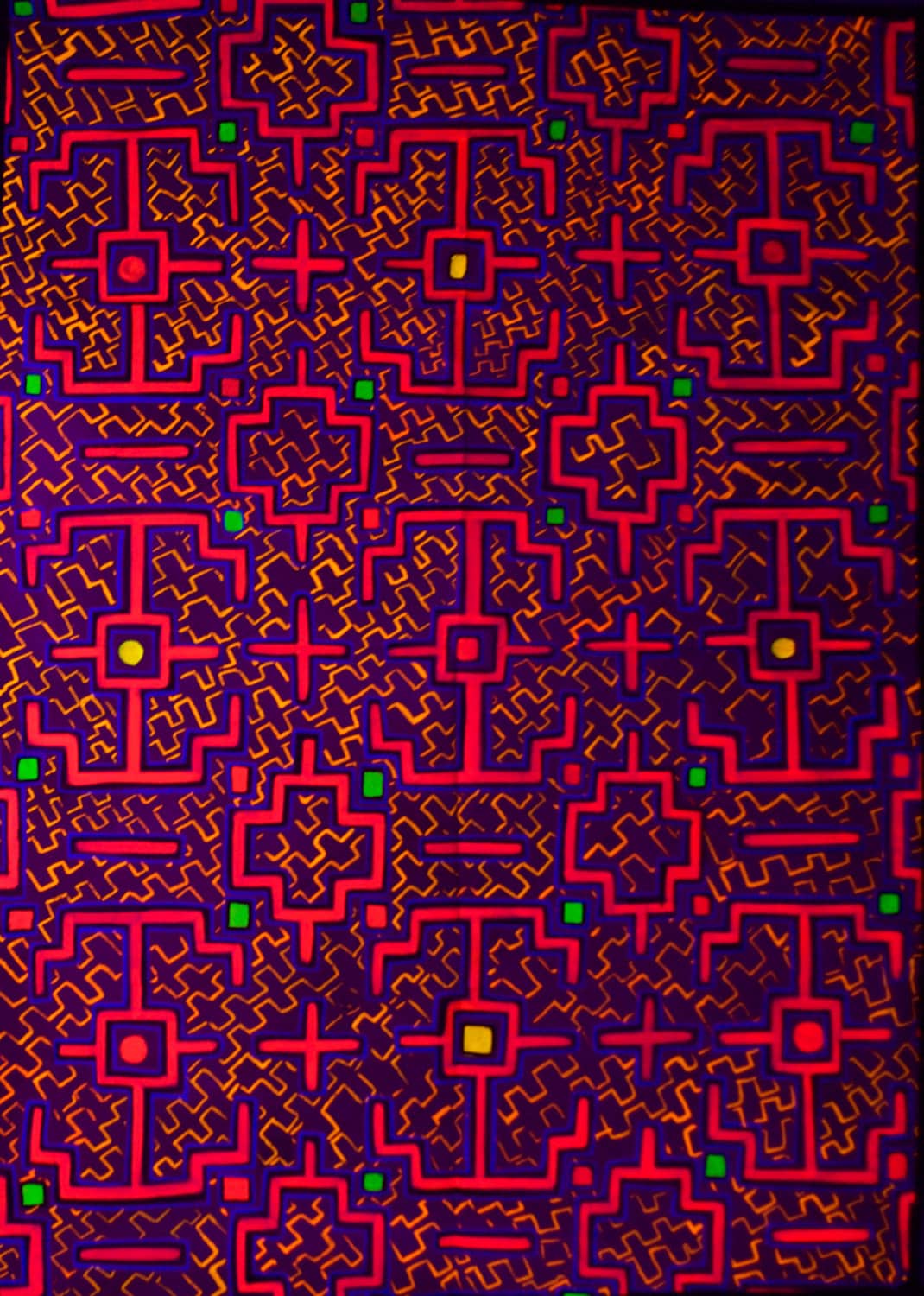 Shipibo Conibo Yage UV Painting - 90x60cm - handmade on order - fully blacklight glowing colors - psychedelic dmt visionary artwork