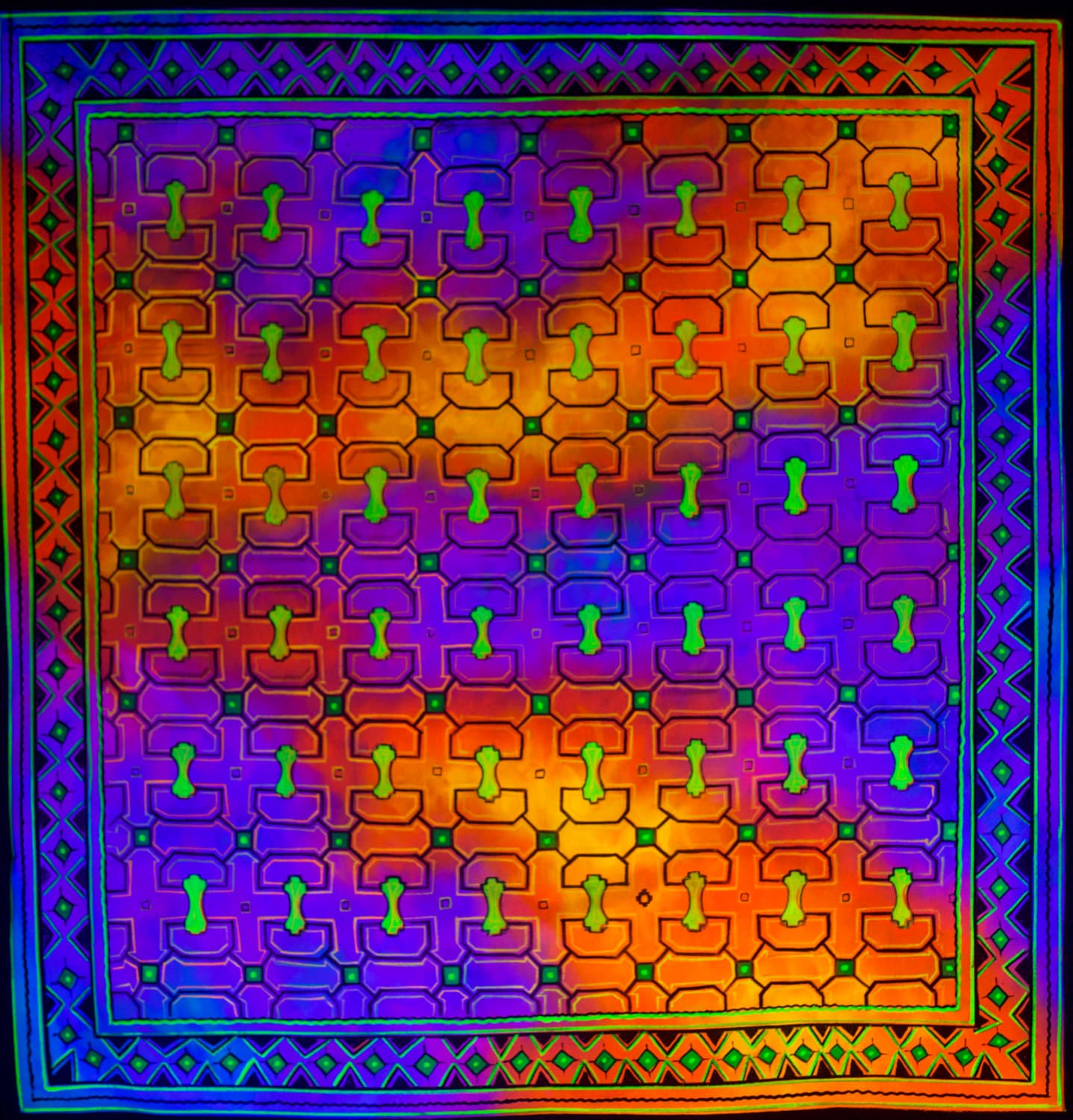 Rainbow Ayahuasca UV Painting - fully blacklight glowing colors - psychedelic artwork