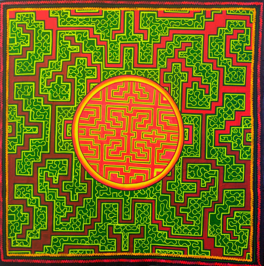 Shipibo Conibo Yage UV painting - fully blacklight glowing colors - psychedelic shipibo conibo ayahuasca artwork