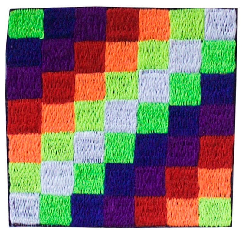 Tribal rainbow small patch - handmade embroidery - UV blacklight glowing