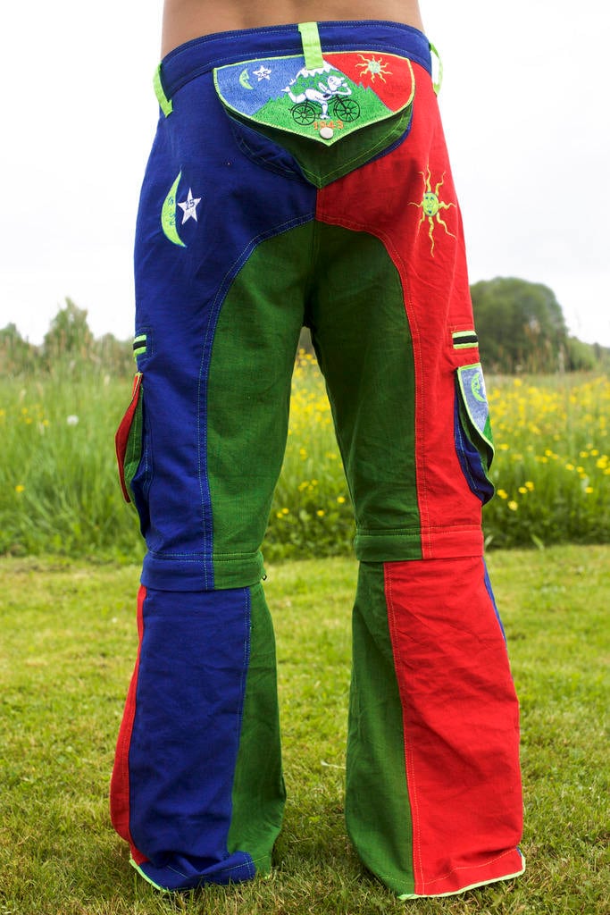 Bicycle Day LSD long Pants - 9 pockets with 4 zip locks - cult Albert Hofmann vintage - any size available handmade after order