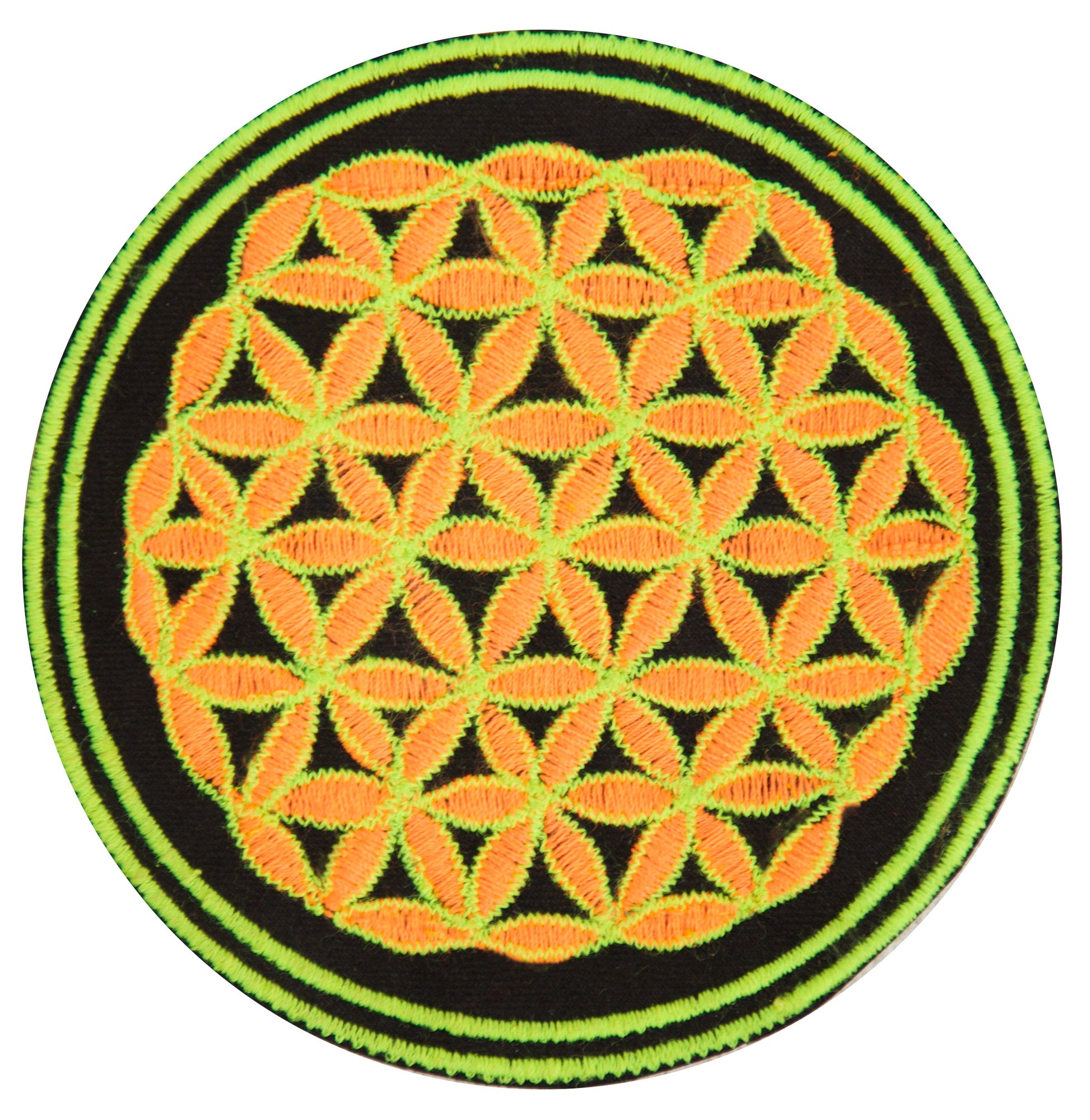 full blacklight flower of life patch small size embroidery artwork sacred geometry for sew on