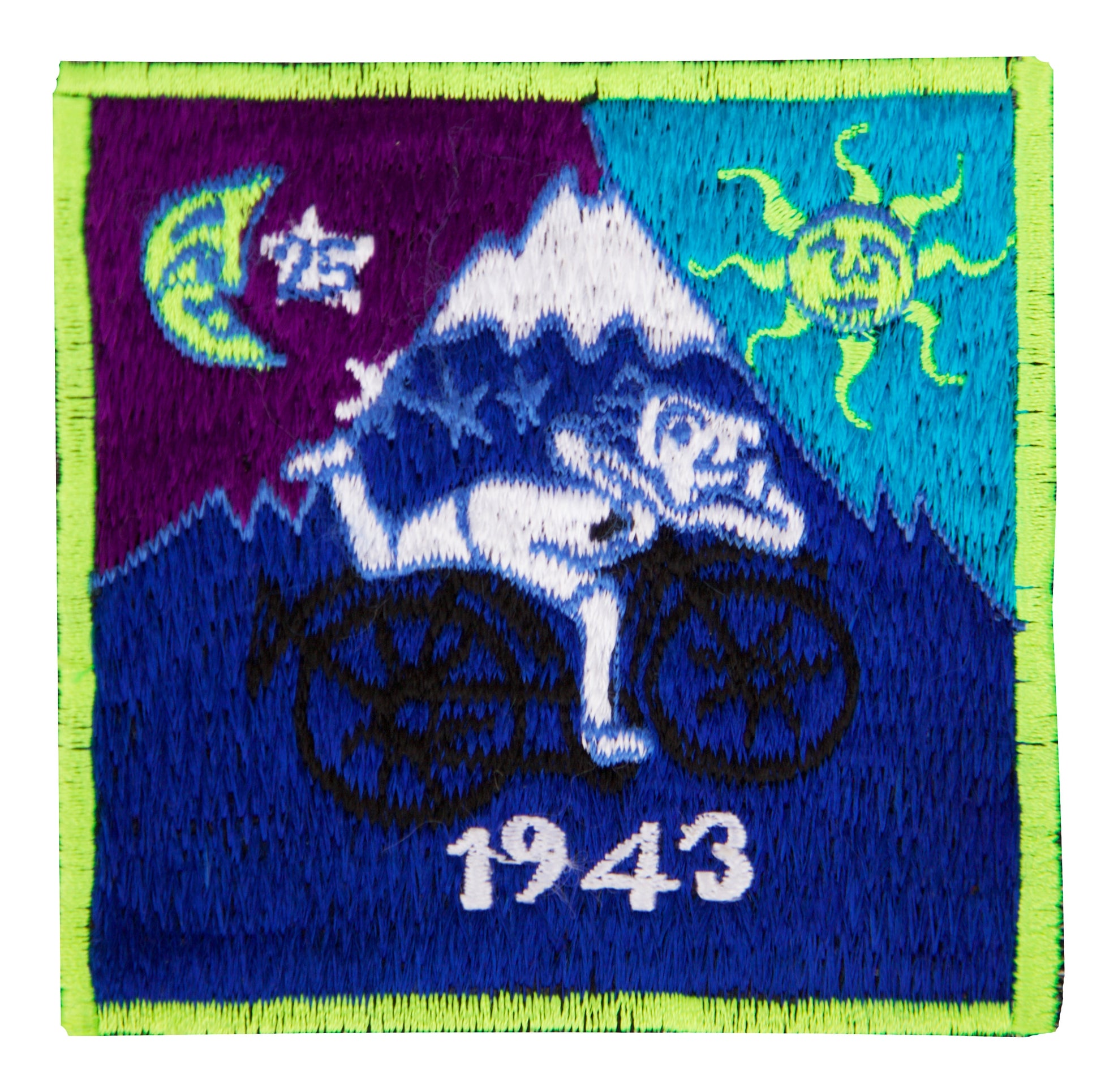Blue Bicycle Day LSD Patch blacklight vintage embroidery Albert Hofmann 1943 Psychedelic  Hippie Visionary Drug Cosmic Healing Medicine