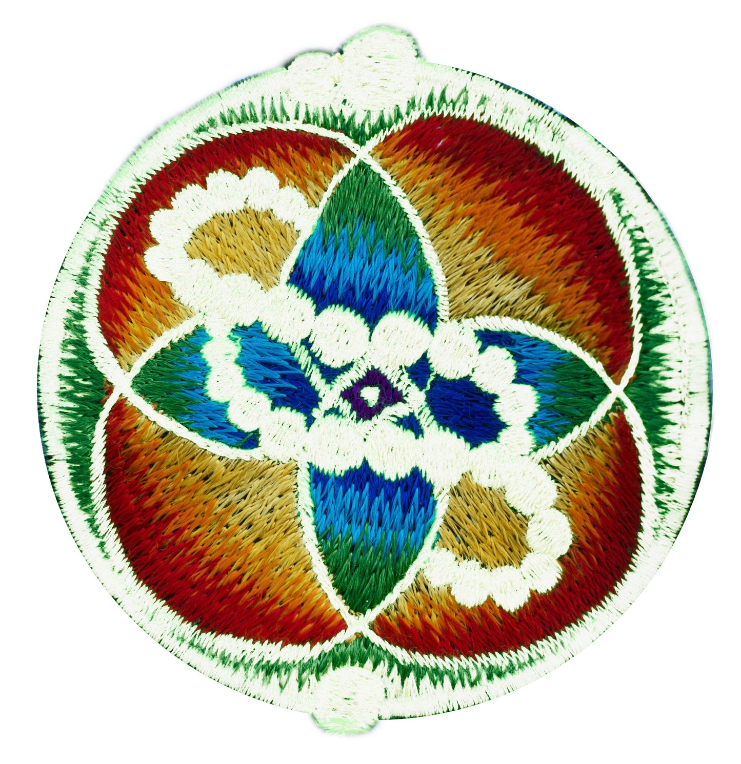 DNA healing crop circle patch - 3.5 inches blacklight glowing sew on embroidery - sacred geometry of healing life through the flower of life