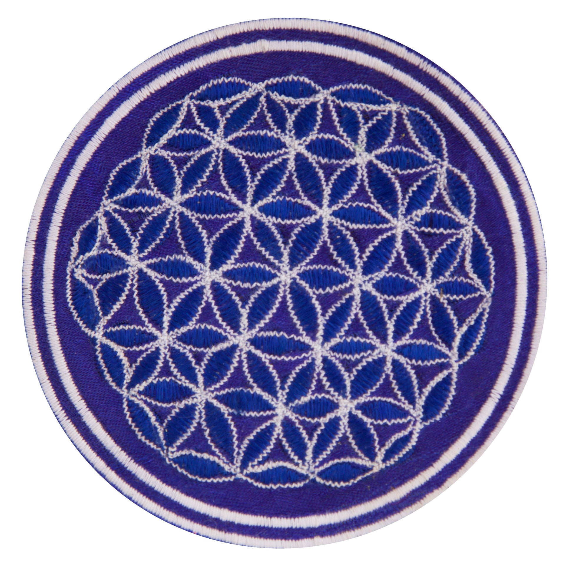 White pink flower of life patch sacred geometry embroidery for sew on