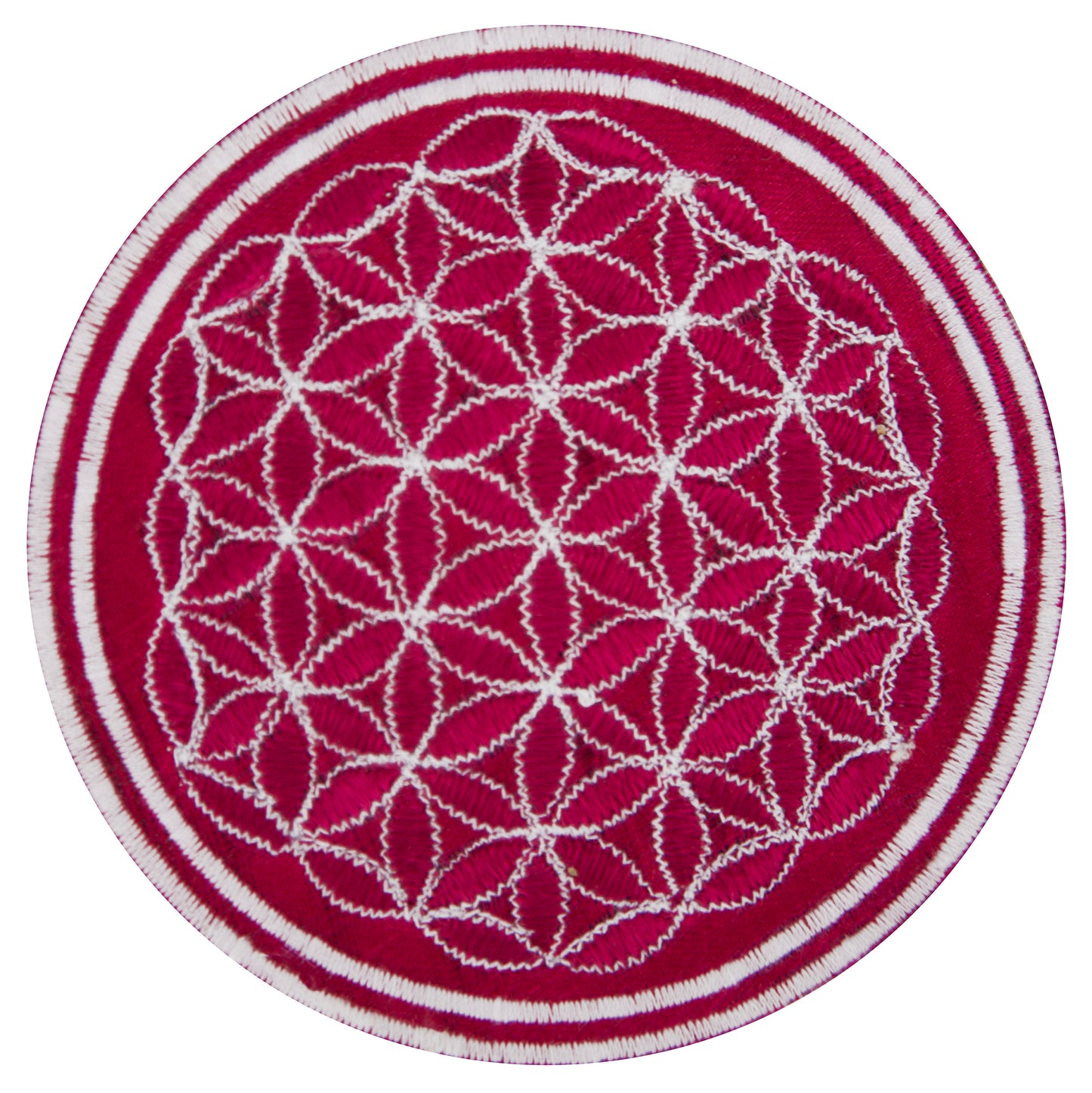 Turquese UV orange flower of life patch sacred geometry embroidery for sew on