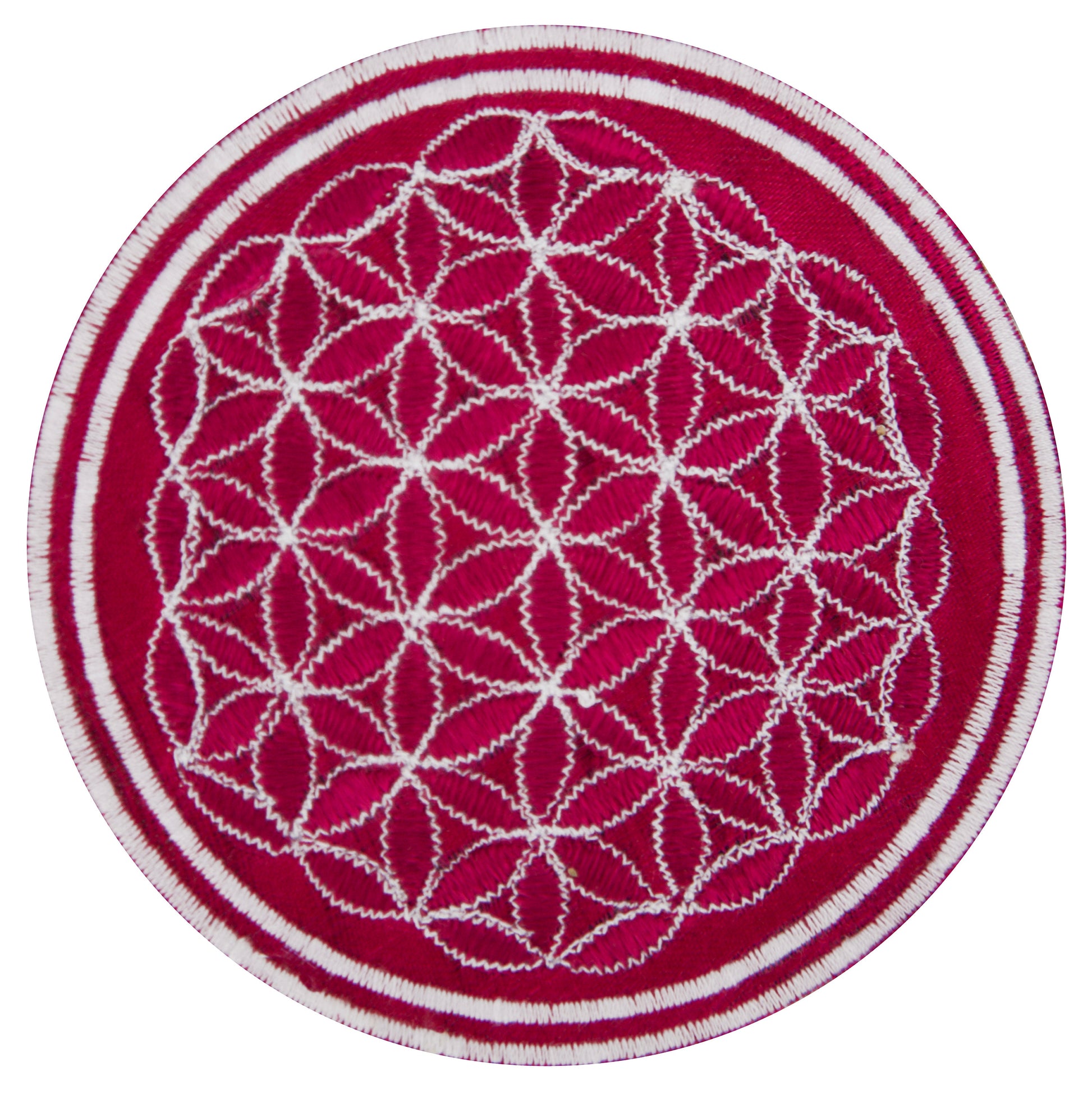 maroon white black flower of life patch sacred geometry embroidery for sew on