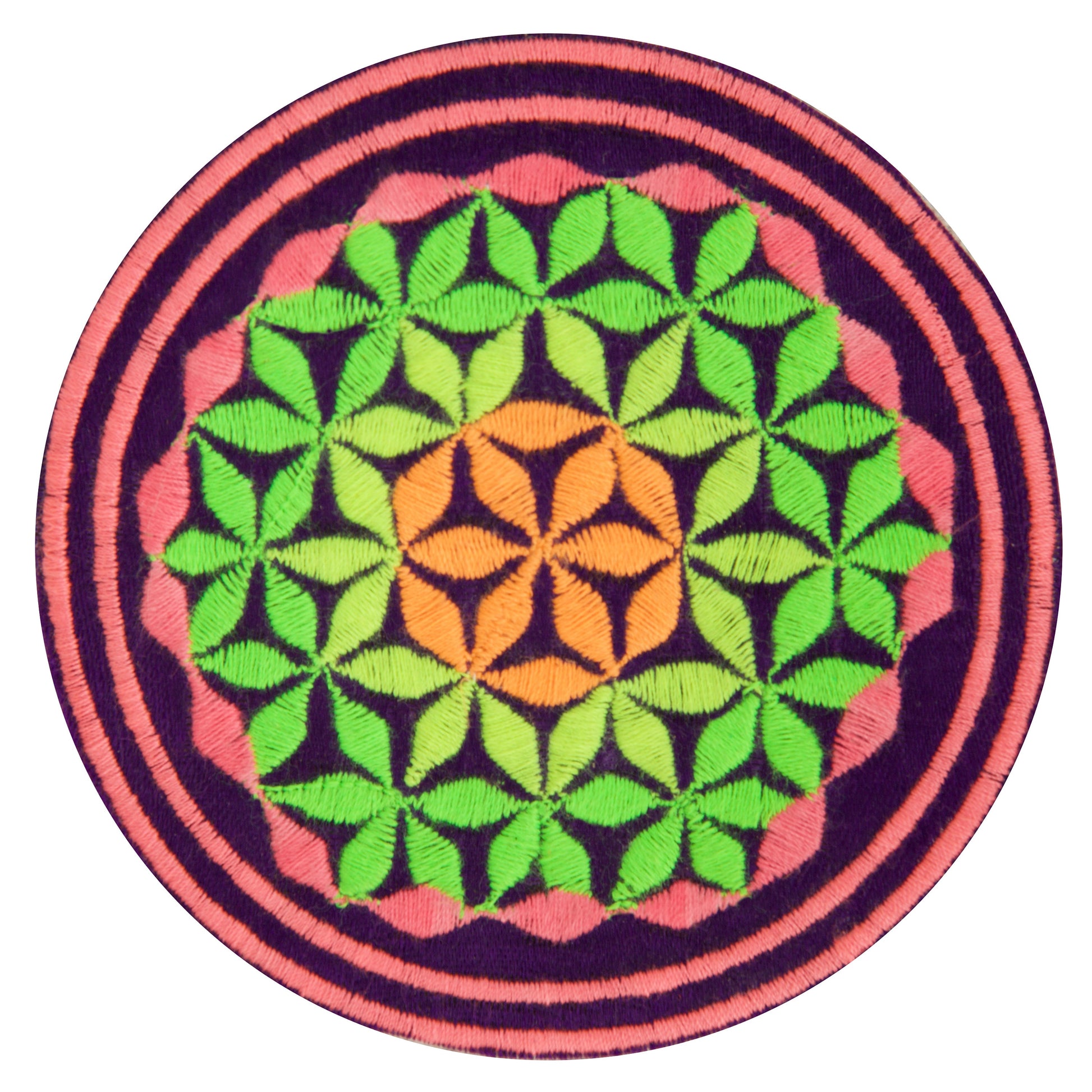 blacklight glowing black flower of life patch sacred geometry embroidery for sew on