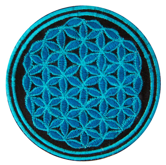 black blue flower of life patch sacred geometry embroidery for sew on