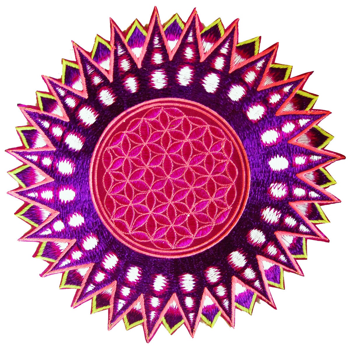 Flower of Life blue star patch holy geometry embroidery sacred information art