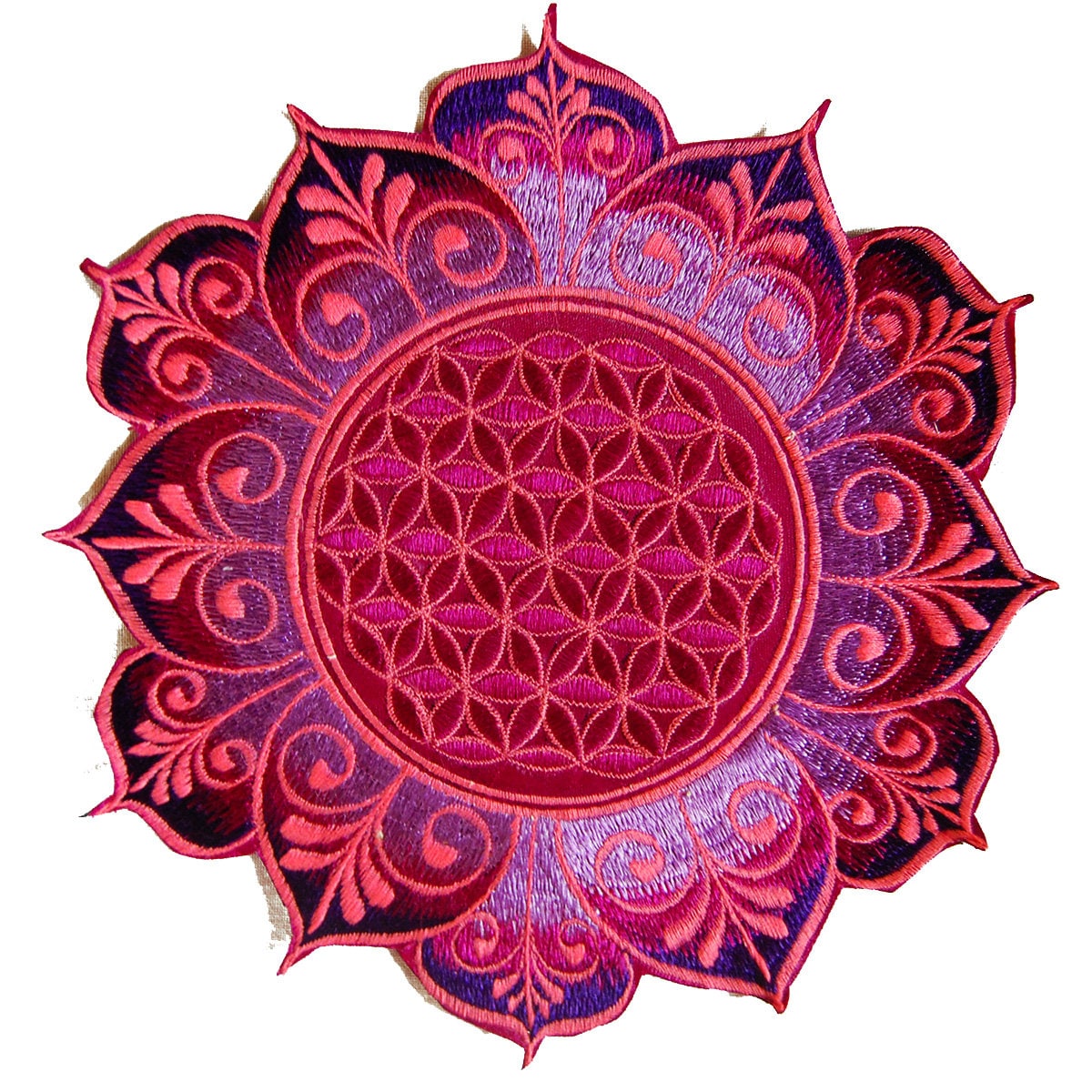 Purple Flower of Life holy geometry patch celtic mandala sacred geometry embroidery art for sew on