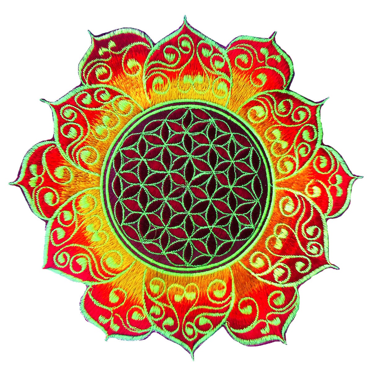 celtic Flower of Life red mandala holy geometry patch sacred art