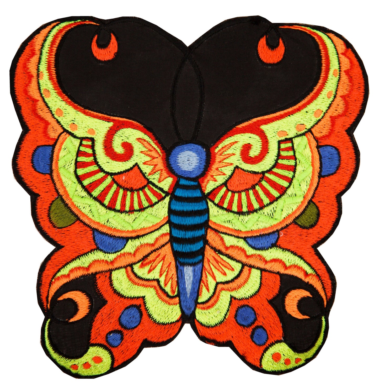 Psychedelic sunshine butterfly patch big size blacklight active embroidery psy circus art