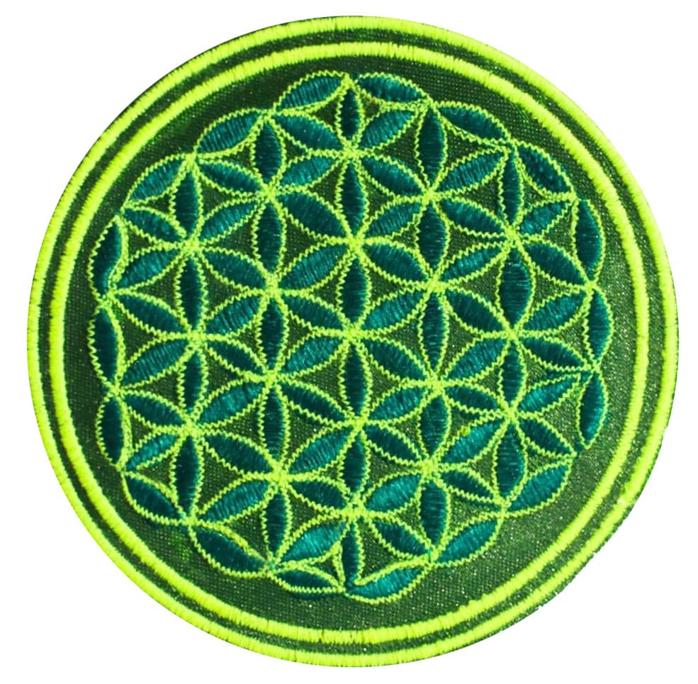 Blue Flower of Life patch small size handmade embroidery sacred geometry Drunvalo Melchizedek Blume des Lebens healing pattern