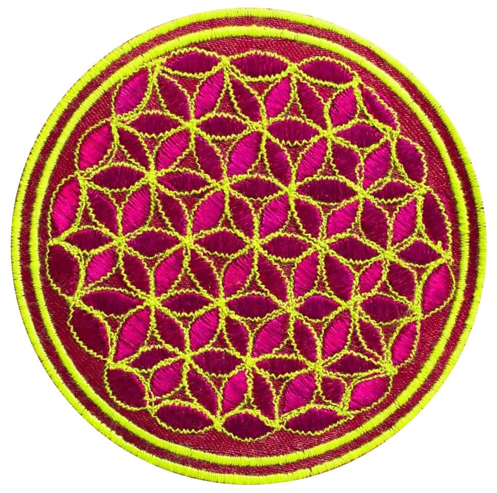 Blue Flower of Life patch small size handmade embroidery sacred geometry Drunvalo Melchizedek Blume des Lebens healing pattern