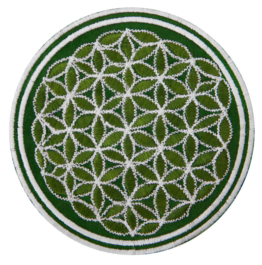 green white flower of life patch sacred geometry embroidery small size variations are available Drunvalo Melchizedek
