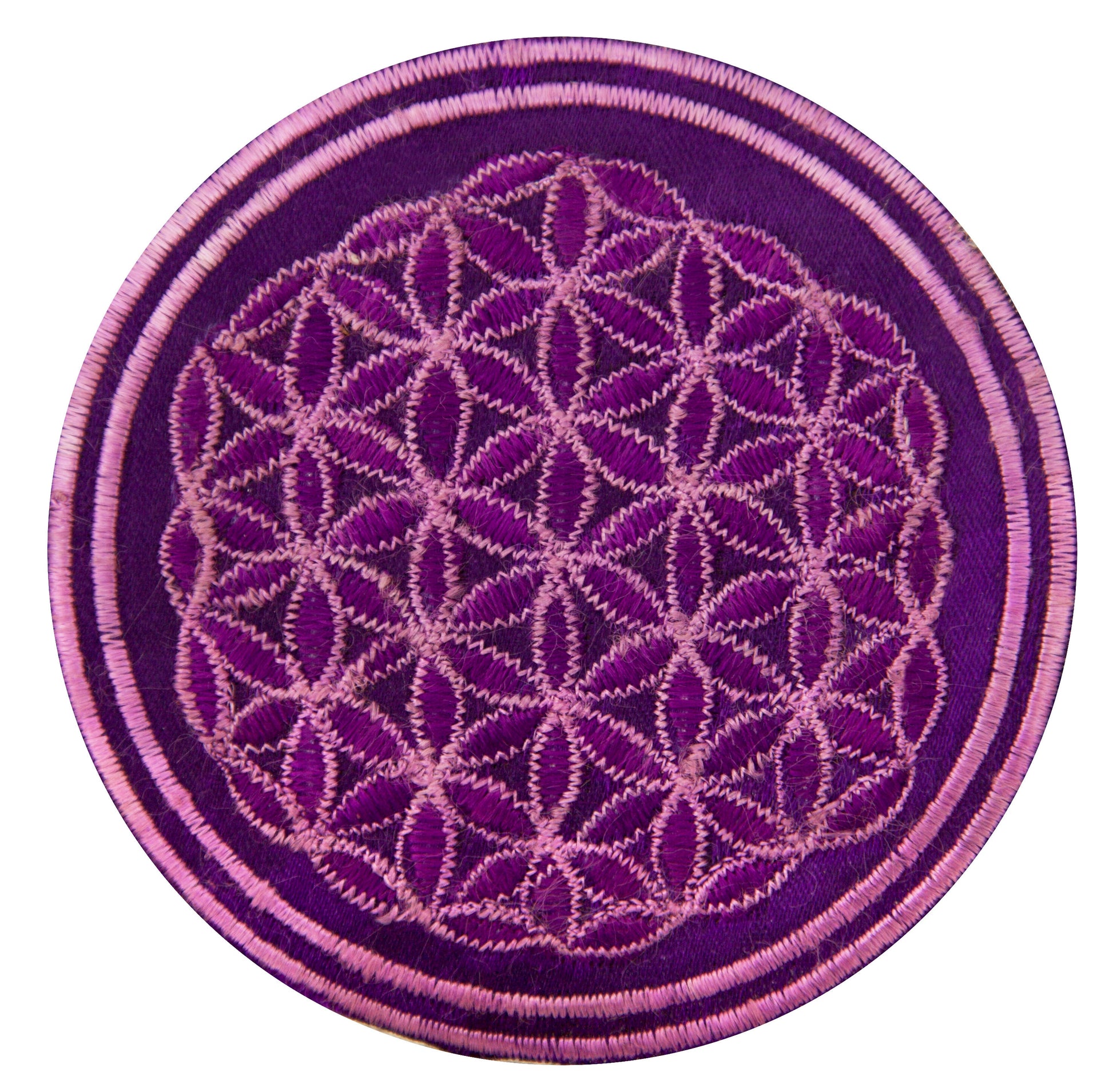 purple flower of life patch lila application small size embroidery for sew on sacred geometry Drunvalo Melchizedek