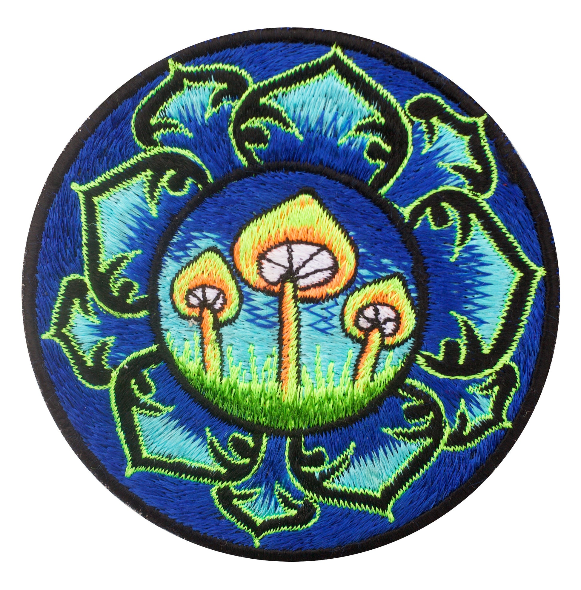 Magic mushroom mandala patch 3.5 inch psilocybin embroidery for sew on handcrafted Terence Mckenna