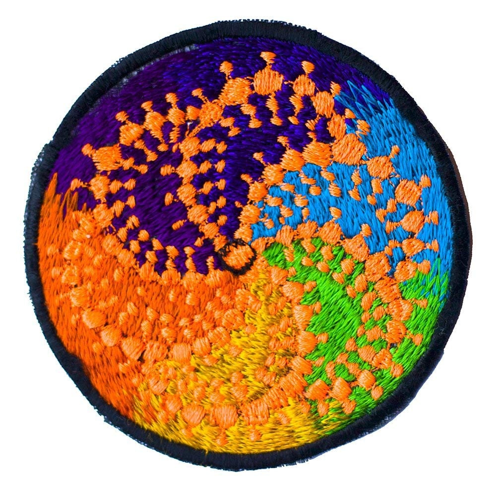 Milk Hill cropcircle patch - alien art embroidery - blacklight glowing fractal - sacred geometry - crop circle was with 300 meter diameter