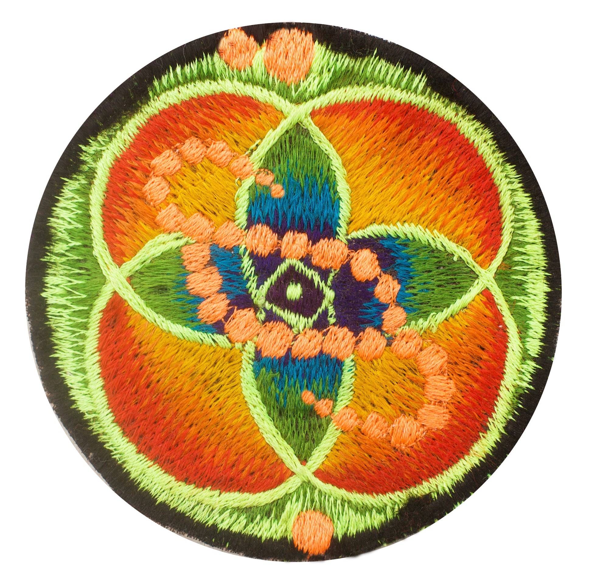 DNA healing crop circle patch - 3.5 inches blacklight glowing sew on embroidery - sacred geometry of healing life through the flower of life