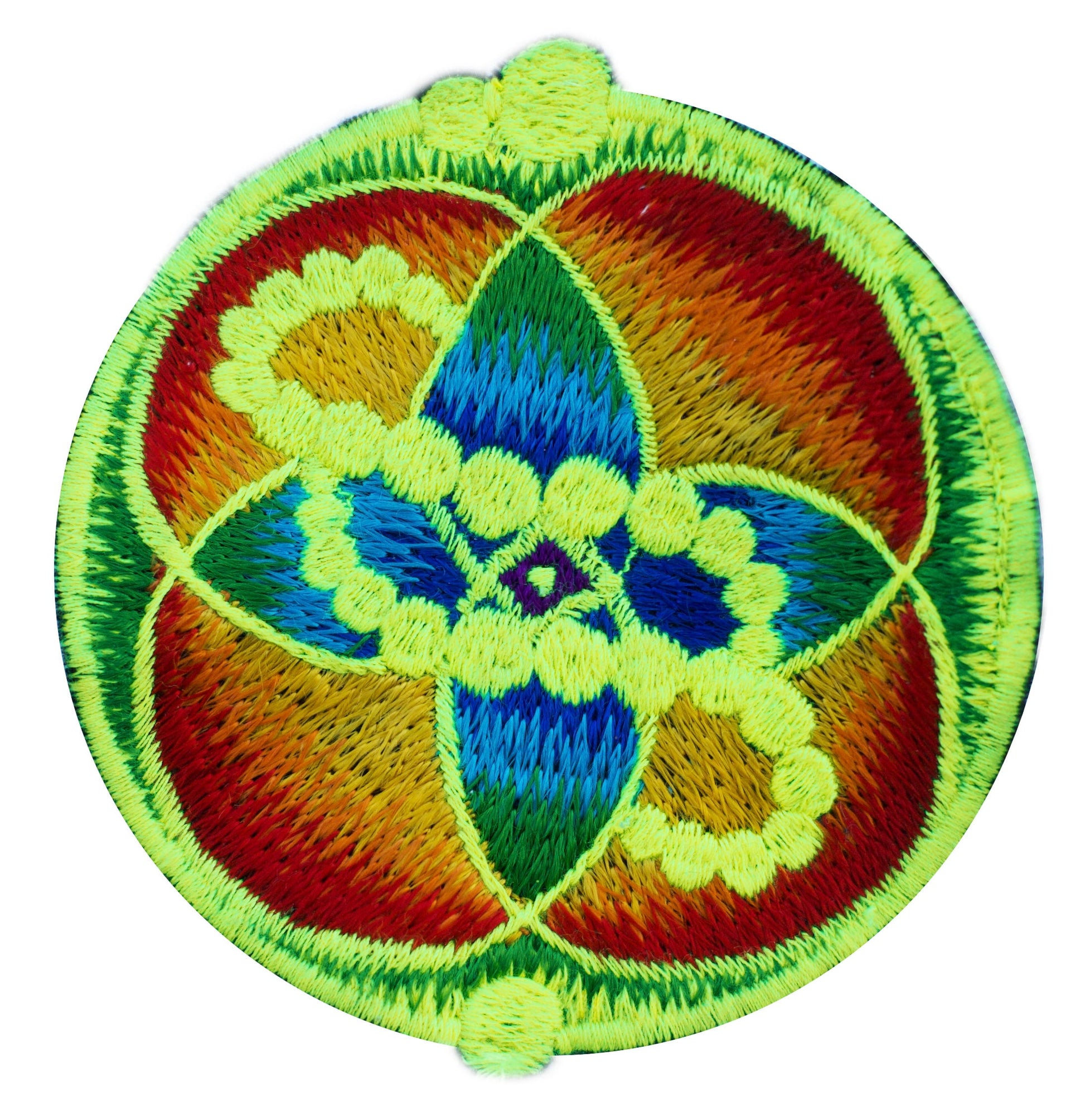 DNA healing crop circle patch - 3.5 inches blacklight glowing sew on embroidery - sacred geometry of healing life through the flower of life