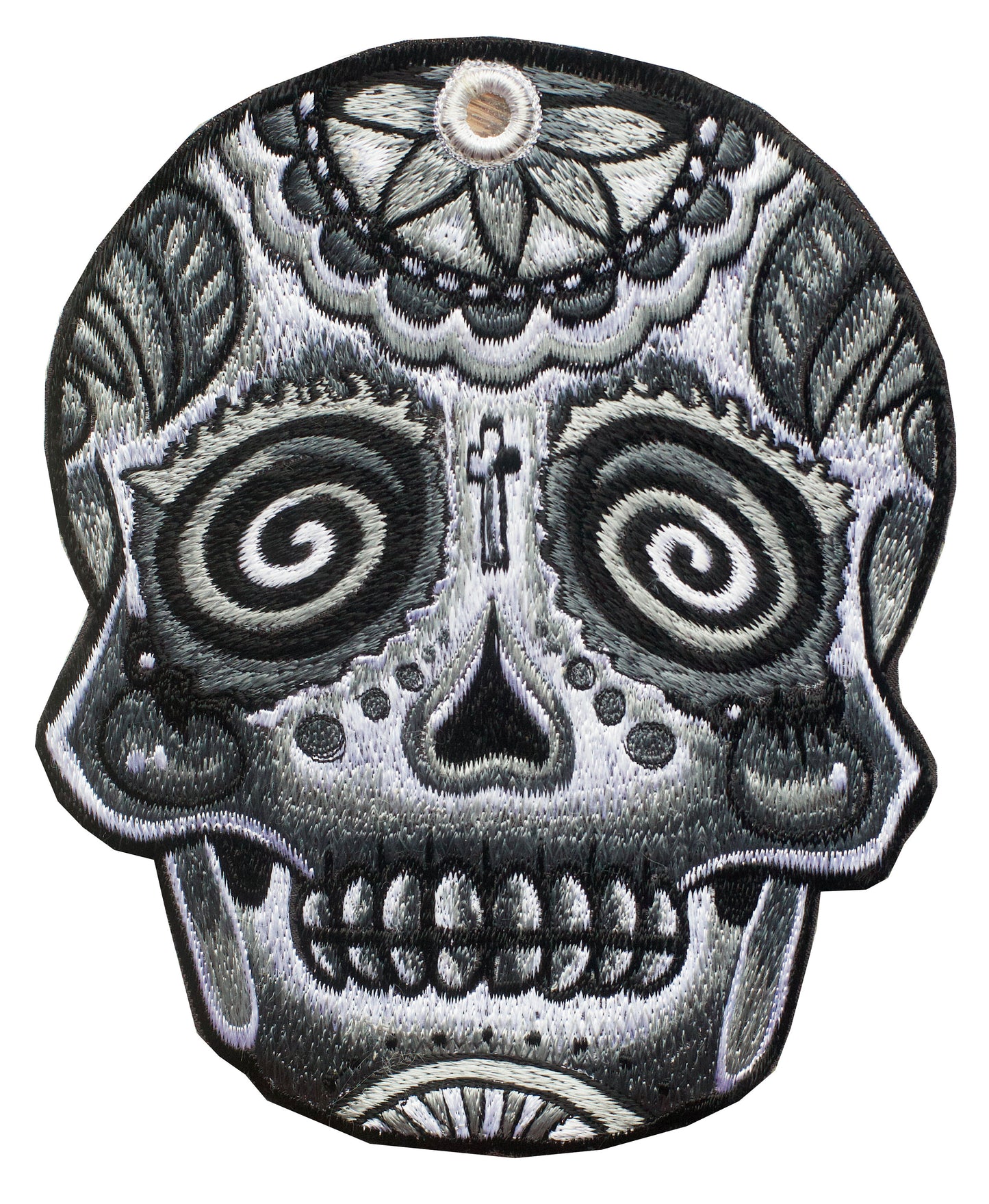 Mirror Skull gray Patch psy patch psychedelic deadhead artwork black and white embroidery