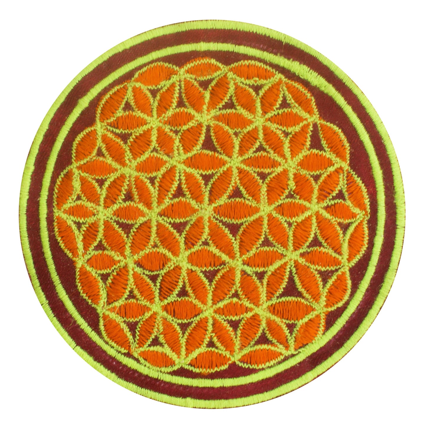 orange yellow flower of life patch small size with variations