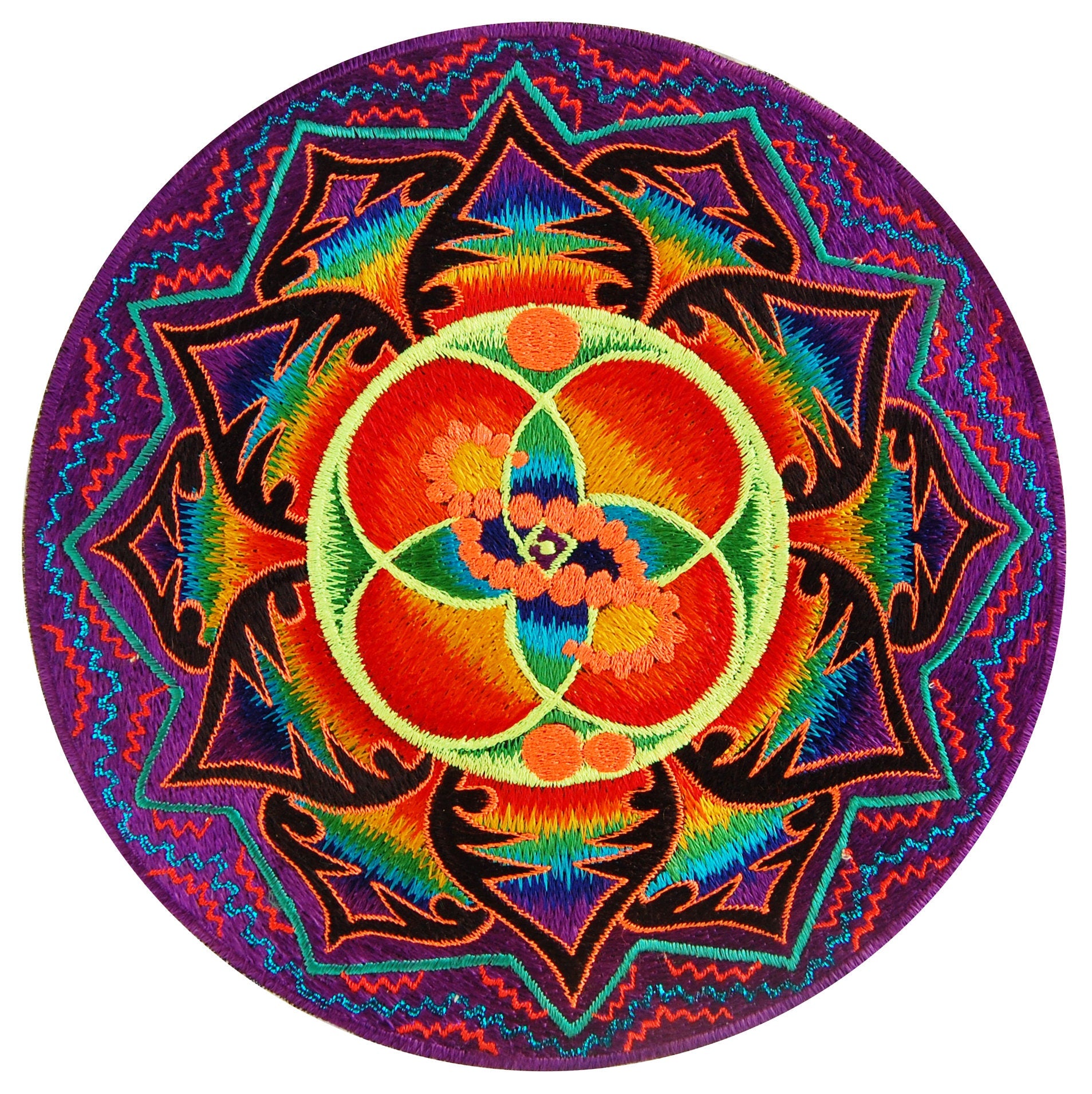 DNA healing crop circle patch flower of life blacklight rainbow mandala shipibo conibo Ayahuasca pattern